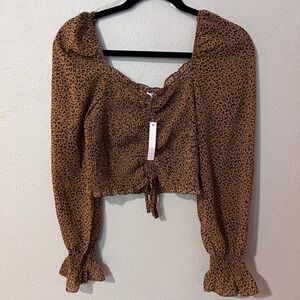 Blush J Leopard Print Cropped Blouse